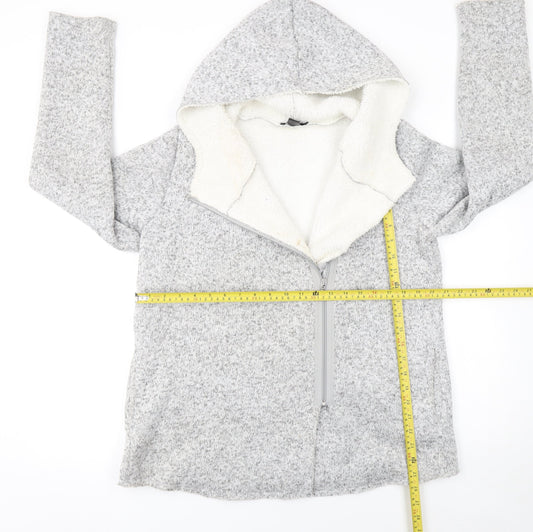 Esmara Women's Grey Hooded Full Zip Fleece Lined Hoodie Size 12