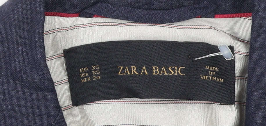 Womens UK Size XS Zara Basic Regular Blue Blazer