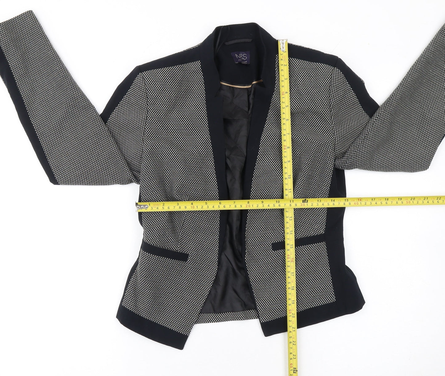 Marks and Spencer Women’s Black Size 8 Tailored Houndstooth Blazer