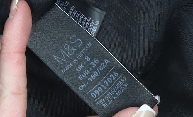 Marks and Spencer Women’s Black Size 8 Tailored Houndstooth Blazer