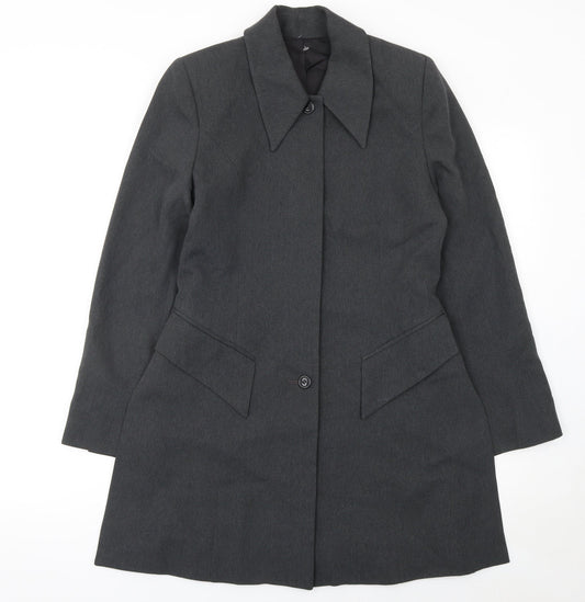 Hobbs Women Grey Wool Tailored Coat UK 10 Long Sleeve Classic Fit