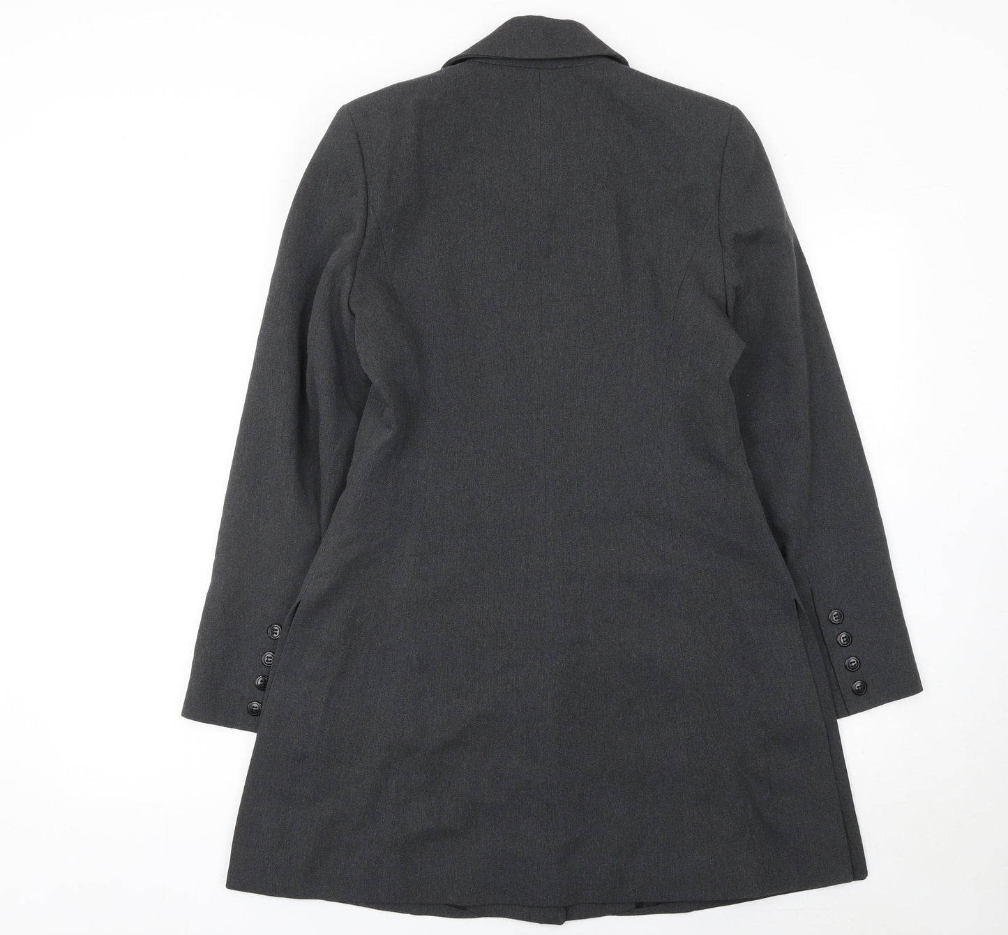 Hobbs Women Grey Wool Tailored Coat UK 10 Long Sleeve Classic Fit