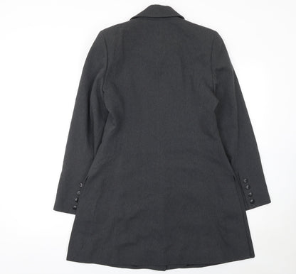 Hobbs Women Grey Wool Tailored Coat UK 10 Long Sleeve Classic Fit