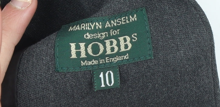 Hobbs Women Grey Wool Tailored Coat UK 10 Long Sleeve Classic Fit