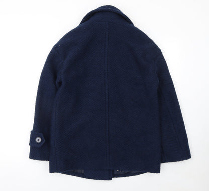 Marks and Spencer Women's Blue Wool Blend Double-Breasted Blazer UK 8