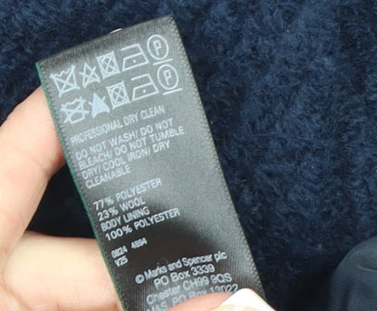 Marks and Spencer Women's Blue Wool Blend Double-Breasted Blazer UK 8