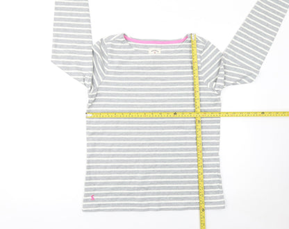 Joules Women’s Grey Striped Long Sleeve Cotton T-Shirt UK 12
