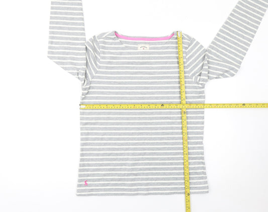 Joules Women’s Grey Striped Long Sleeve Cotton T-Shirt UK 12