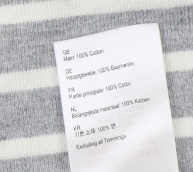 Joules Women’s Grey Striped Long Sleeve Cotton T-Shirt UK 12