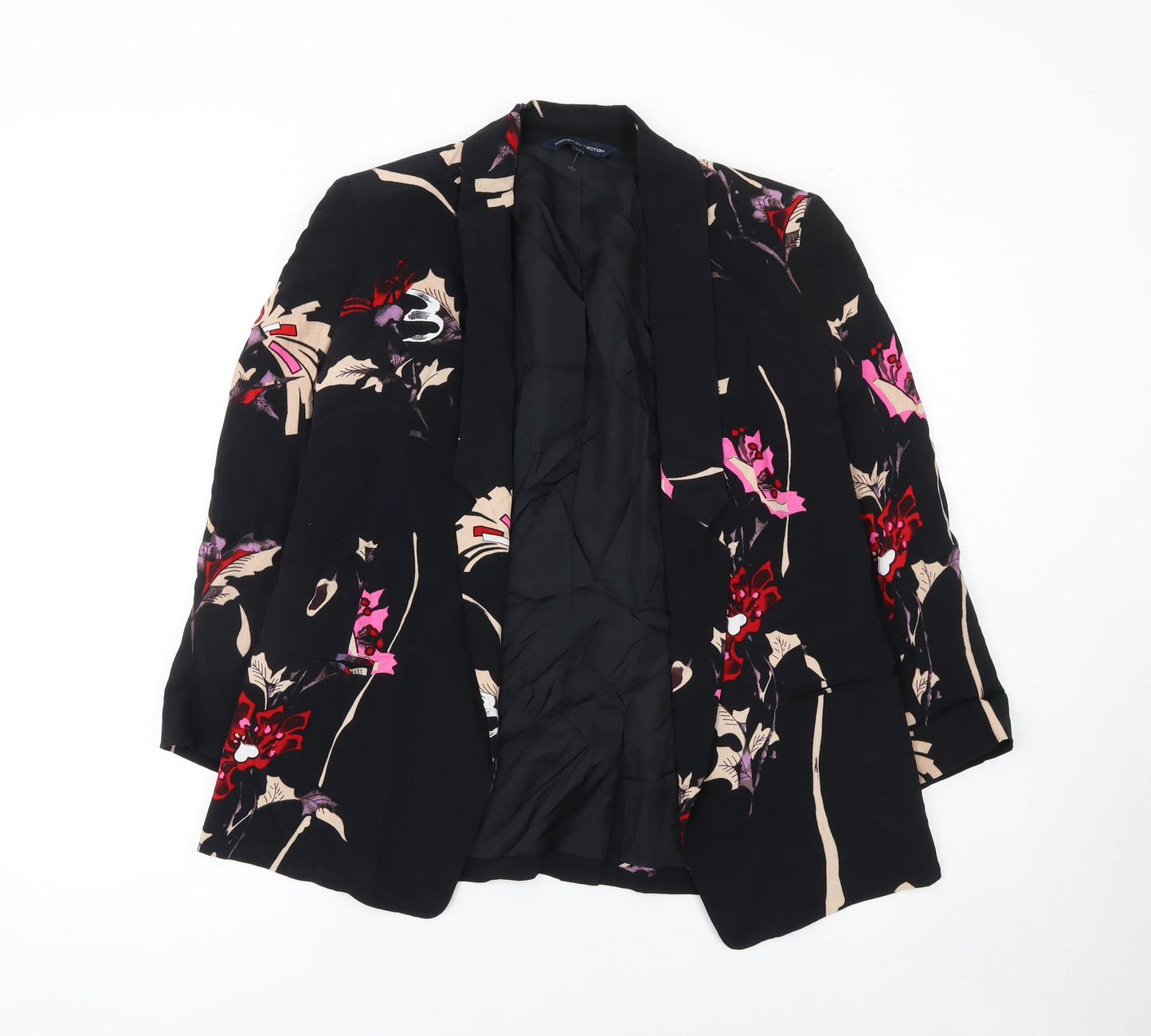French Connection Women Black Floral Long Sleeve Blazer Size 8