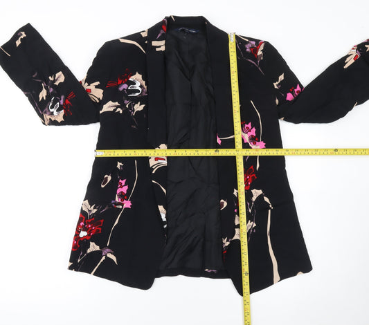 French Connection Women Black Floral Long Sleeve Blazer Size 8