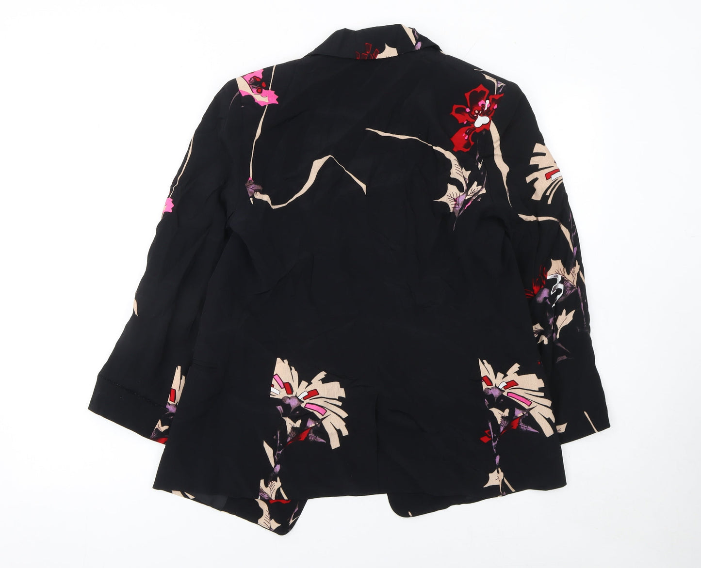French Connection Women Black Floral Long Sleeve Blazer Size 8