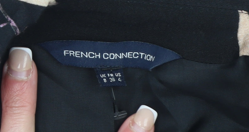 French Connection Women Black Floral Long Sleeve Blazer Size 8