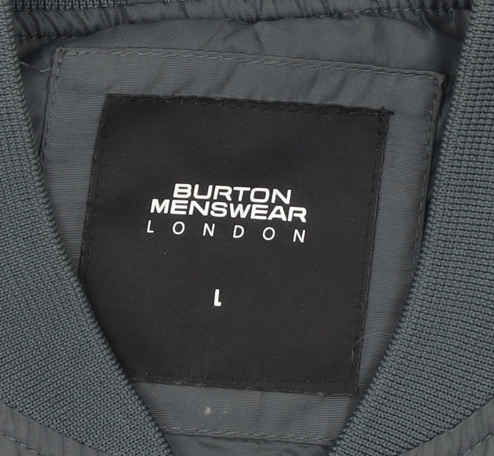 Mens UK Size L Burton Menswear London Grey Bomber Jacket