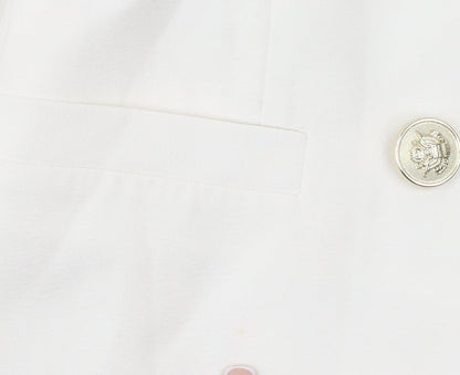 New Look Women White Size 6 Double-Breasted Blazer Jacket