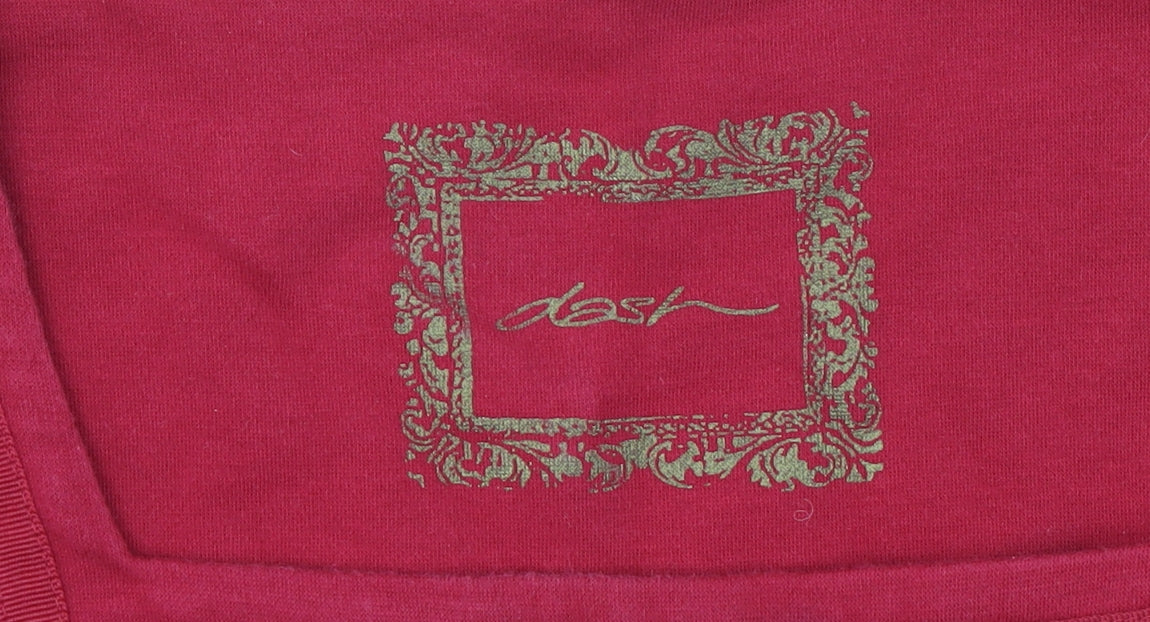 Dash Women Red Long Sleeve Square Neck Stretch Cotton Top Size 18