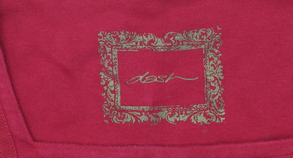 Dash Women Red Long Sleeve Square Neck Stretch Cotton Top Size 18