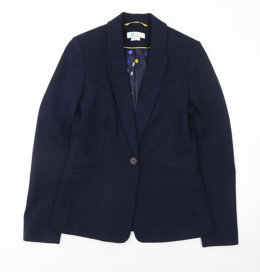 Boden Women's Navy Blue Blazer Jacket UK 8R Single-Breasted Classic Fit