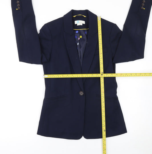 Boden Women's Navy Blue Blazer Jacket UK 8R Single-Breasted Classic Fit