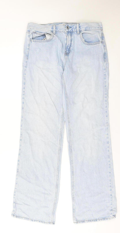 Unisex Adultss UK Size M Stradivarius Regular Fit Straight Blue Jeans