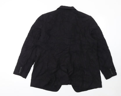 Marks and Spencer Women Black Linen Blend Single-Breasted Blazer Size 18