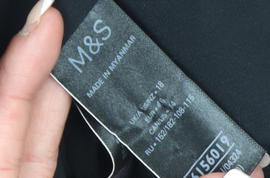 Marks and Spencer Women Black Linen Blend Single-Breasted Blazer Size 18