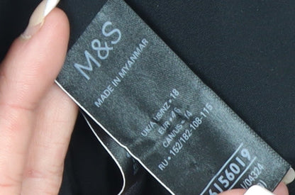 Marks and Spencer Women Black Linen Blend Single-Breasted Blazer Size 18