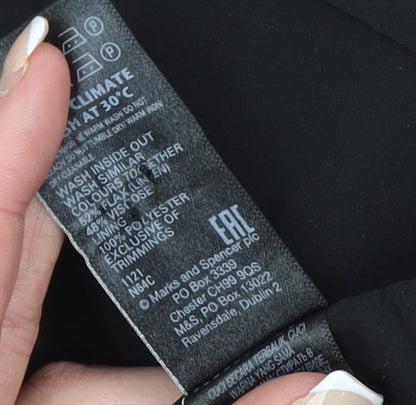 Marks and Spencer Women Black Linen Blend Single-Breasted Blazer Size 18