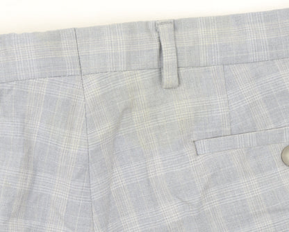 Spin Men's Grey Check Slim Fit Chino Trousers Size 38S