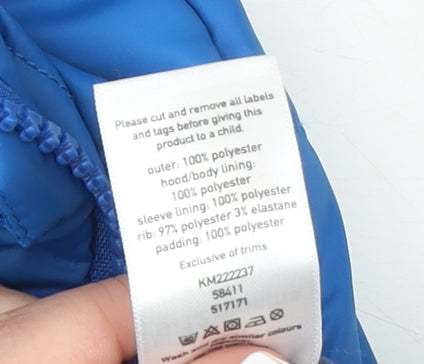 F&F Blue Padded Hooded Snowsuit 9-12 Months Unisex Baby Winter Outerwear