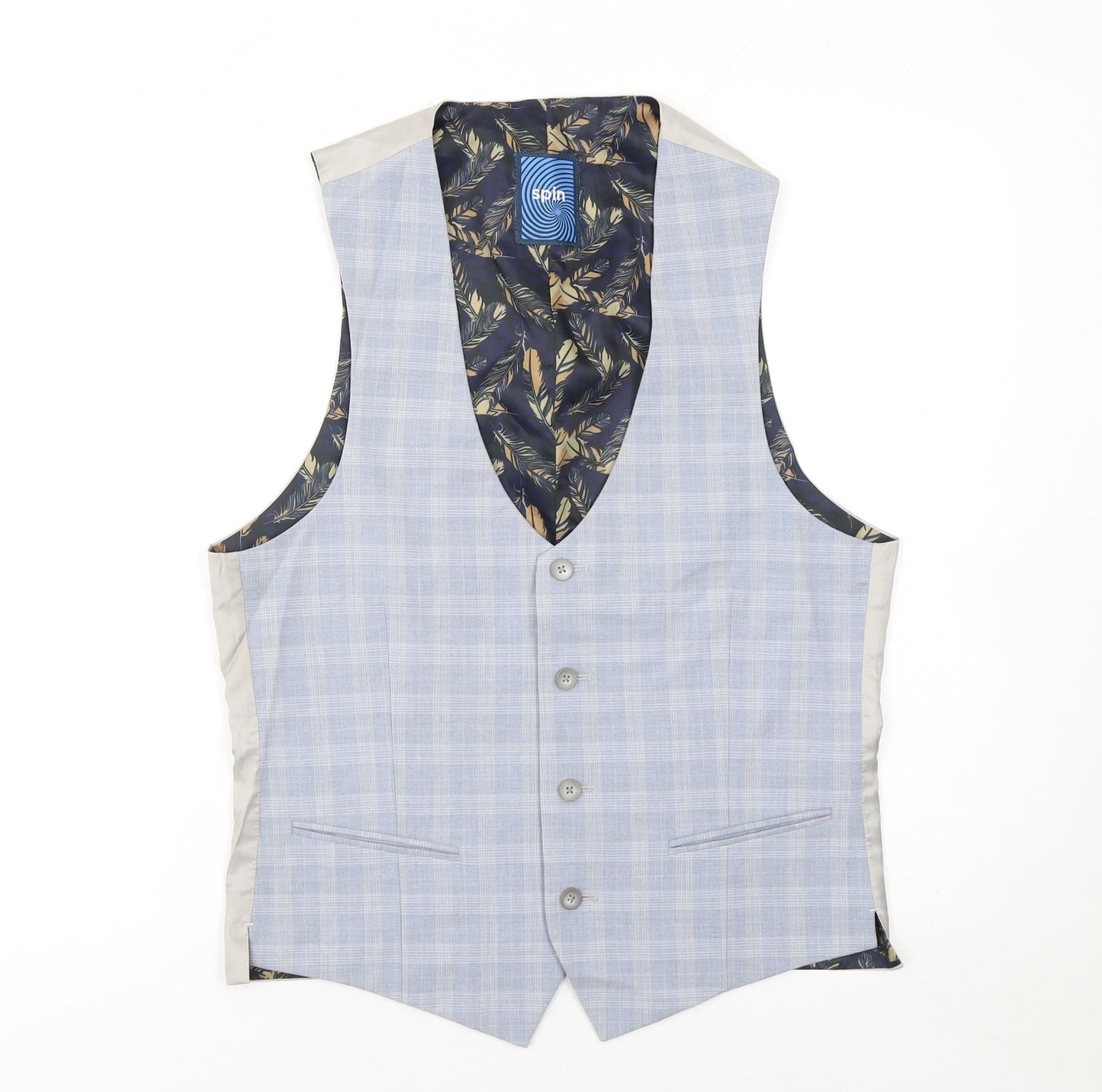 Mens UK Size 8R spin Regular Blue Suit Waistcoat