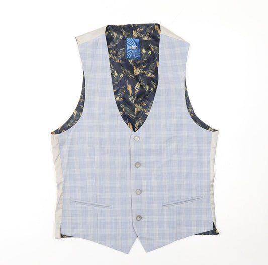 Mens UK Size 8R spin Regular Blue Suit Waistcoat