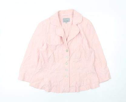 Marks and Spencer Per Una Pink Linen Blend Suit Jacket Size 12