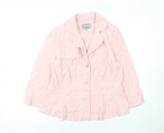 Marks and Spencer Per Una Pink Linen Blend Suit Jacket Size 12
