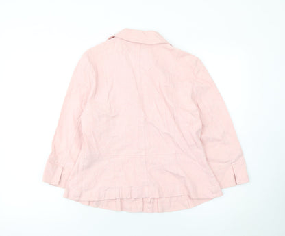 Marks and Spencer Per Una Pink Linen Blend Suit Jacket Size 12