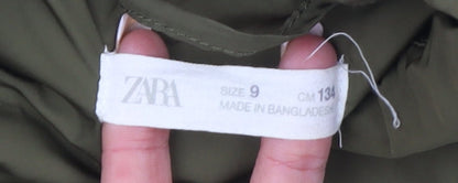 Girls UK Size 9 Years Zara Green Basic Jacket