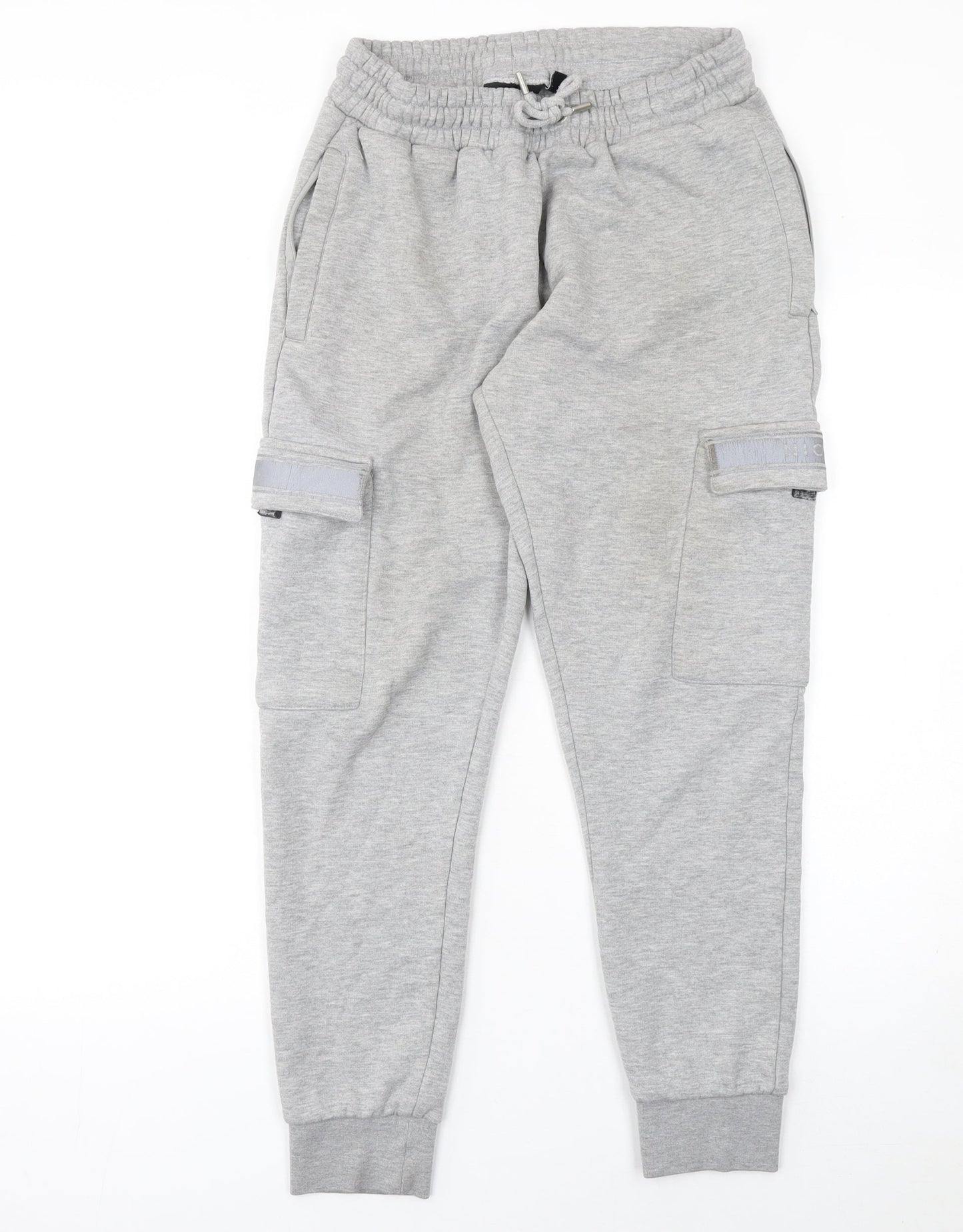 NICCE Mens Grey Cargo Jogger Trousers Size S Elastic Waist