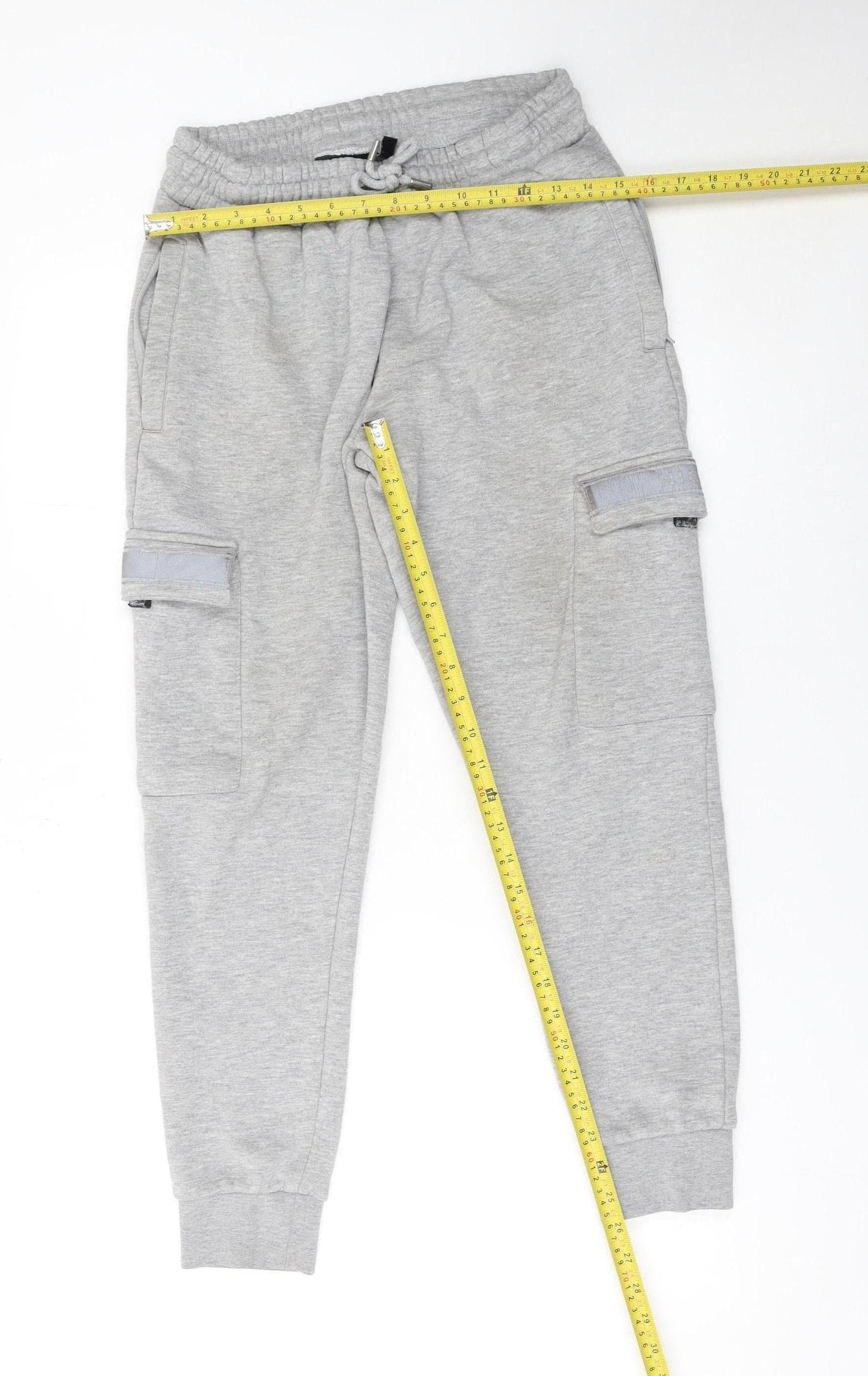 NICCE Mens Grey Cargo Jogger Trousers Size S Elastic Waist