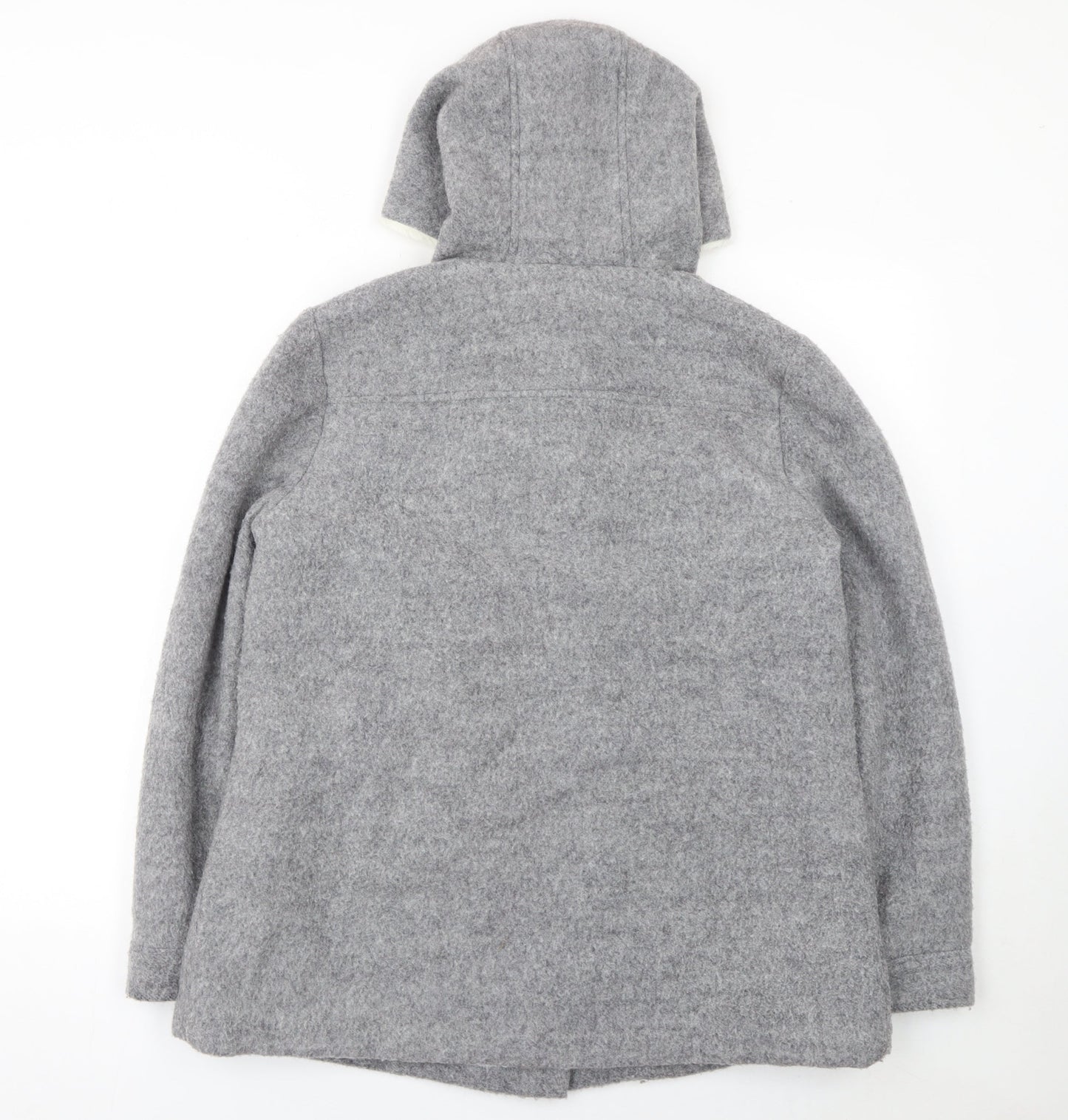 Mantaray Womens Grey Wool Blend Hooded Pea Coat Size 14