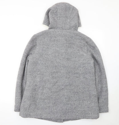 Mantaray Womens Grey Wool Blend Hooded Pea Coat Size 14