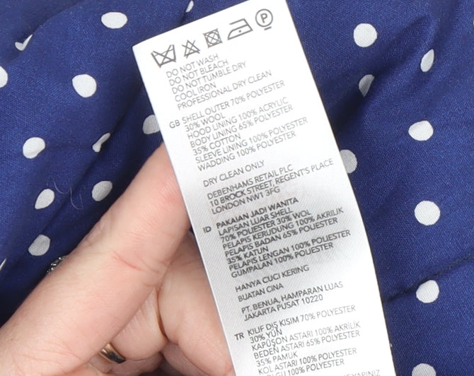 Mantaray Womens Grey Wool Blend Hooded Pea Coat Size 14