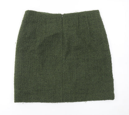 Hobbs Women Green Wool Blend Tweed Pencil Skirt Size 12