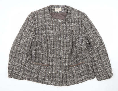 Marks and Spencer Womens Brown Bouclé Blazer Jacket Size 18 Classic Check