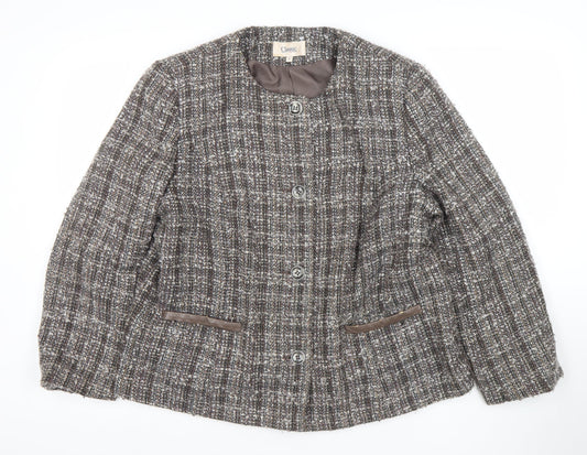 Marks and Spencer Womens Brown Bouclé Blazer Jacket Size 18 Classic Check