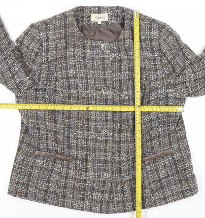 Marks and Spencer Womens Brown Bouclé Blazer Jacket Size 18 Classic Check