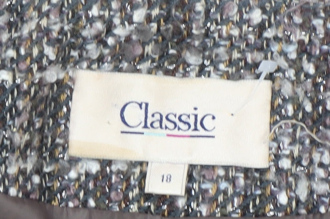 Marks and Spencer Womens Brown Bouclé Blazer Jacket Size 18 Classic Check