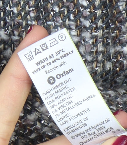 Marks and Spencer Womens Brown Bouclé Blazer Jacket Size 18 Classic Check