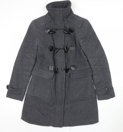 Forever 21 Women's Grey Wool Blend Toggle Duffle Coat M