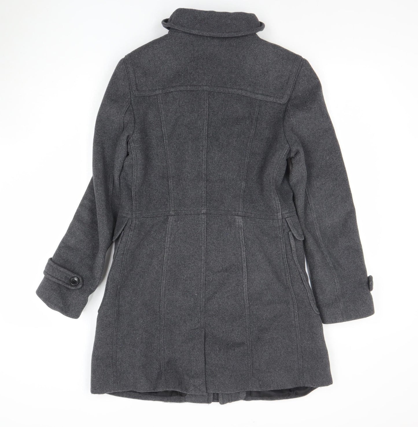 Forever 21 Women's Grey Wool Blend Toggle Duffle Coat M