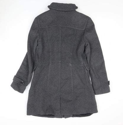 Forever 21 Women's Grey Wool Blend Toggle Duffle Coat M